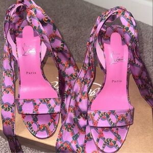 Christian Louboutin Sandale Du Desert Gummy Satin
Wraparound Sandals